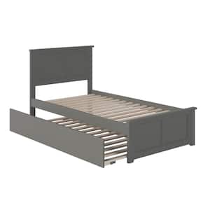 Madison Twin Extra Long Bed with Matching Footboard and Twin Extra Long Trundle in Grey