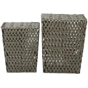 Metal Storage Basket with Matching Lids (Set of 2)