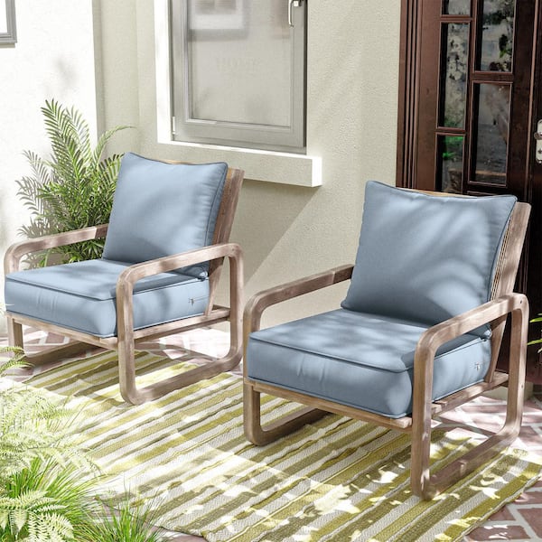 19 in. x 19 in. x 4 in. Square Outdoor Deep Seating Cushion Set Seat and Back Cushion for Lounge Chair Sky Blue
