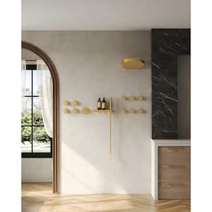 15-Spray Patterns 12.6 in. Dual Shower Head Wall Mount Fixed and Handheld Shower Head 2.5 GPM in Brushed Gold