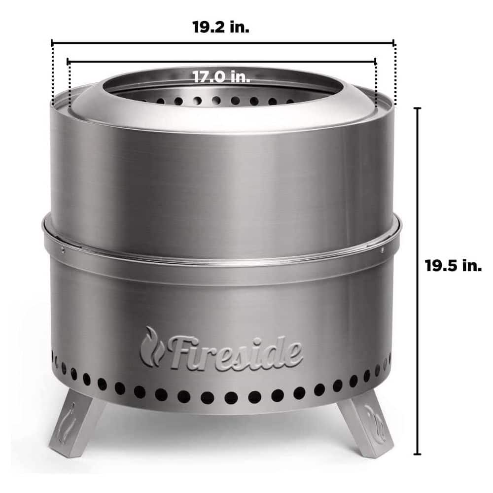TURBRO 19 Inch Stainless Steel Smokeless Fire Pit with Stand