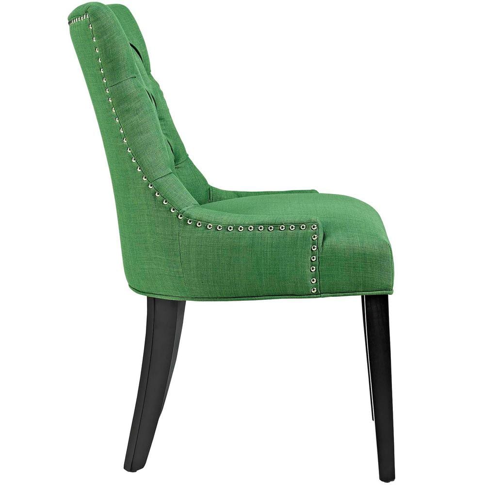 Regent Kelly Green Upholstered Tufted Side Chair with Wood Legs