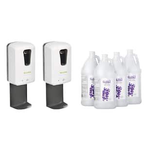 40 oz. Wall Mount Automatic Commercial Hand Sanitizer Dispenser and Drip Tray with Gel Sanitizer Case of 4 (2-Pack)
