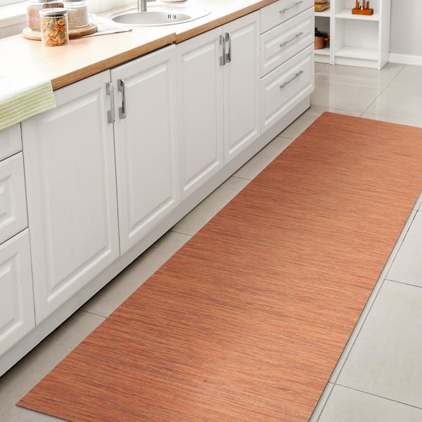 Ethan Modern Flatweave Orange 2 ft. x 8 ft. Solid Indoor/Outdoor Runner Rug