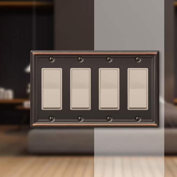 Ascher 4 Gang Rocker Steel Wall Plate - Aged Bronze