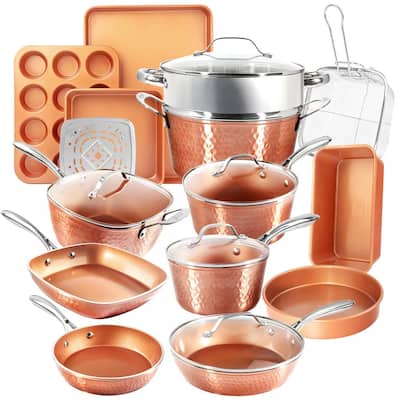 BergHOFF Ouro 11-Piece Hard-Anodized Aluminum Nonstick Cookware Set in  Silver and Rose Gold 2211747 - The Home Depot