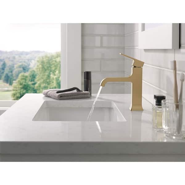 Velum Gold Single Handle Single Hole Bathroom Faucet with Deckplate Included and Drain Kit Included in Champagne Bronze