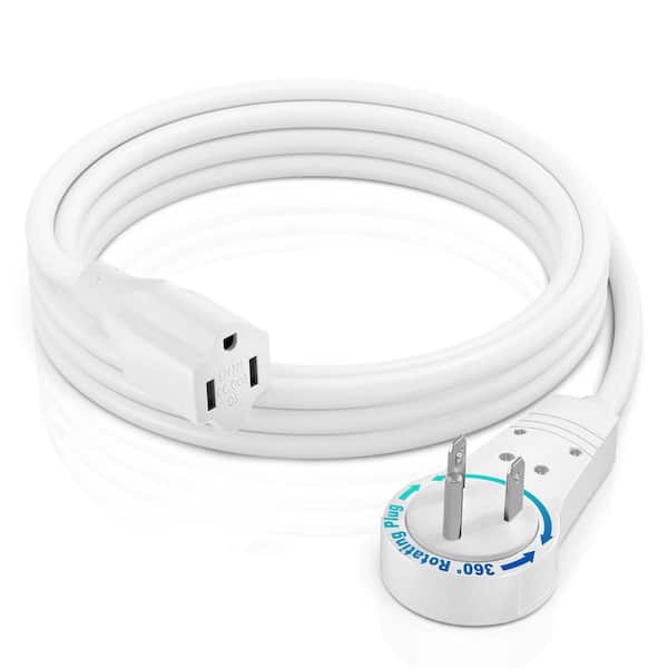MAXIMM 6 ft. 14/3 Light Duty Indoor Extension Cord 360° Rotating Flat Plug 1-Outlet, White