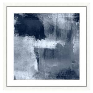 ''Navy blue abstract I'' Framed Archival Paper Wall Art (26 in. x 26 in. Full Size)