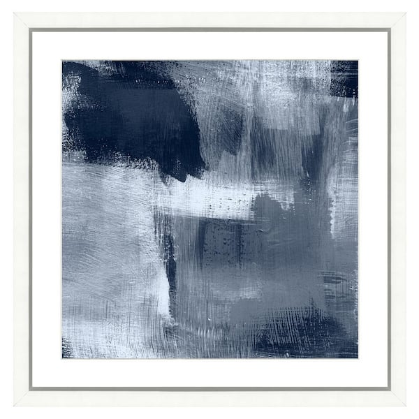 Vintage Print Gallery "Navy blue abstract I" Framed Archival Paper Wall Art (26 in. x 26 in. Full Size)