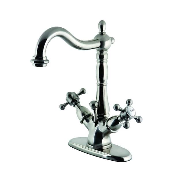 Kingston Brass Victorian Single Hole 2-Handle Bathroom Faucet in Brushed Nickel