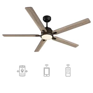 Essex 60 in. Dimmable LED Indoor/Outdoor Black Smart Ceiling Fan with Light and Remote, Works with Alexa/Google Home