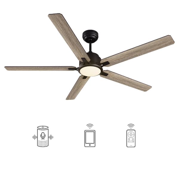 CARRO Essex 60 in. Dimmable LED Indoor/Outdoor Black Smart Ceiling Fan with Light and Remote, Works with Alexa/Google Home