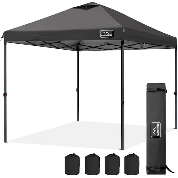 Unbranded 10 ft. x 10 ft. Pop up Canopy Tent Portable 3-Adjustable Heights, Wheeled Carry Bag, Bonus 8-Stakes 4-Ropes, Black