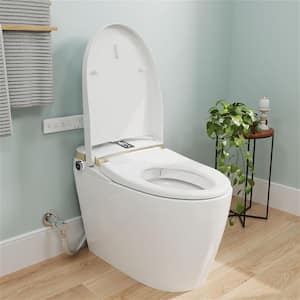 Smart Toilet Bidet 1.28 GPF with Auto Open, Auto Close, Heated Seat and Massage, Foot Sensor Operation in White