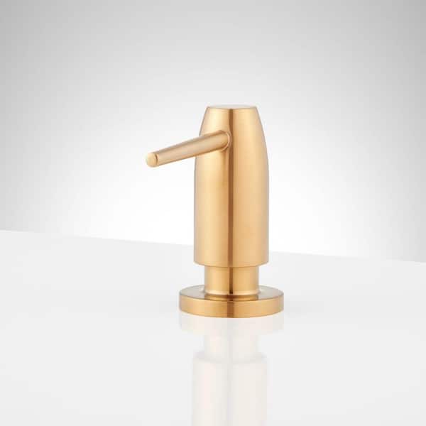 SIGNATURE HARDWARE Contemporary Sink Mount Soap Dispenser in Brushed Gold