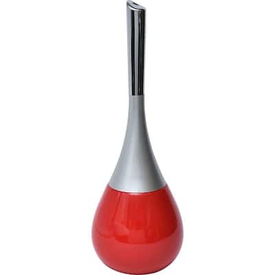 Bath Free Standing Toilet Bowl Brush and Holder Water Drop in Red