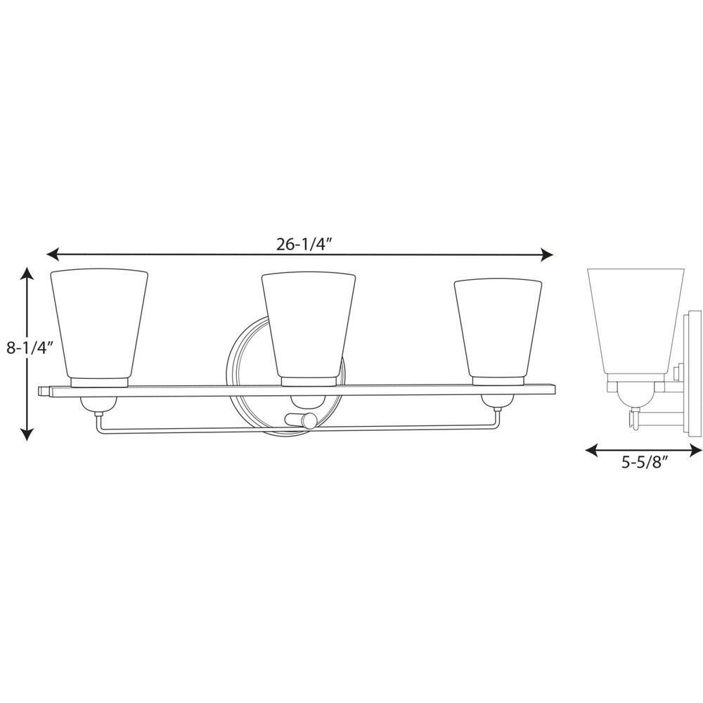Brushed Nickel 3-Light Bath Vanity with Etched Glass Shades