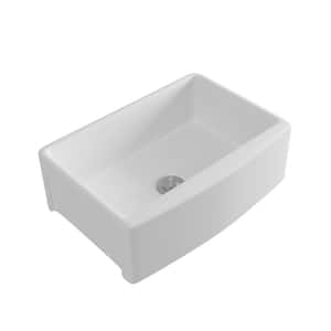 White Fireclay 30 in. Single Bowl Farmhouse Apron -Front Ceramic Kitchen Sink with Accessories