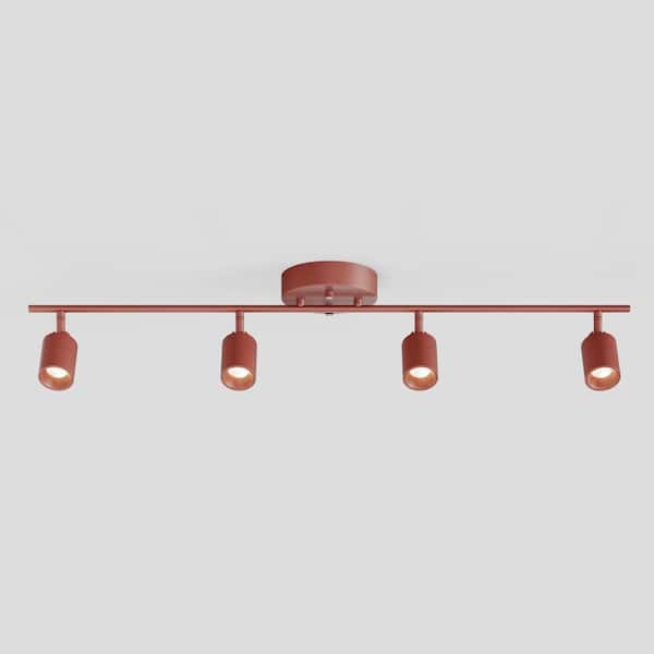 Shura Burnt Sienna Integrated LED Fixed Track Light Rotatable Cylinder Heads 3 ft. Track Lighting Kit 3000 K 2240 Lumens