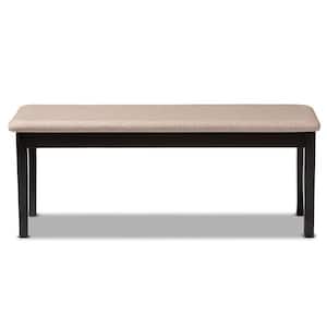 Teresa Sand and Dark Brown Fabric Dining Bench