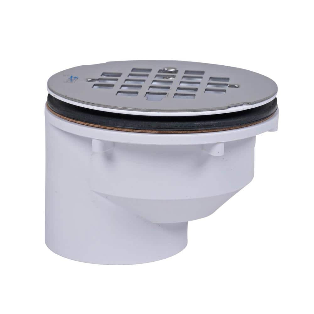 2-Inch PVC Offset Shower Drain with Stainless Steel Strainer