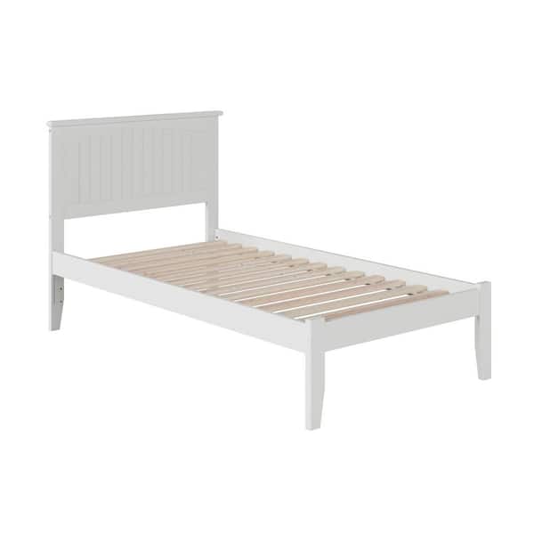 AFI Nantucket White Solid Wood Frame Twin Panel Bed with Headboard and Attachable Device Charger