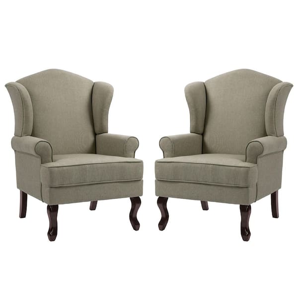 COMPACT LO CHAIR 02 basque “gray stripe” Uixe Dark Gray Linen Arm Chair (Set of 2) SF-GY-2 - The Home