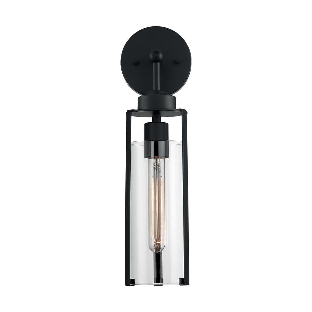 Marina 17'' Matte Black Modern Dimmable Cylinder Sconce