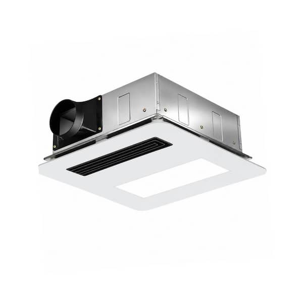1-Piece White Quiet Bathroom Exhaust Fan with Light and Heater, 4-in-1 Bathroom Ventilation System, 1800W Heating Power