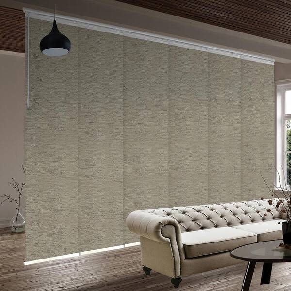 EMOH Bark 70 in. to 130 in. W x 116 in. L Adjustable 6-Panel, White Single Rail Panel Track with 23.5 in. Slates