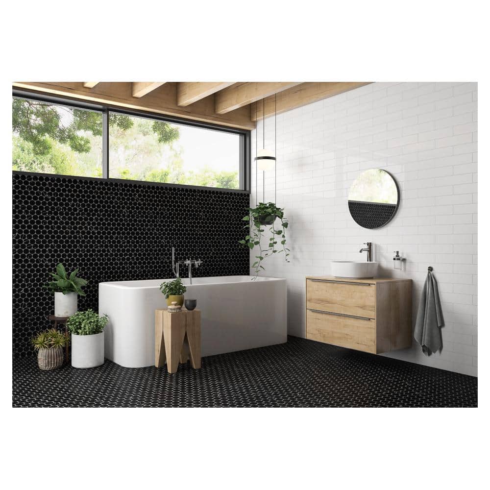 Nero Marquina Black Marble Look 12" x 12" Mosaic Tile