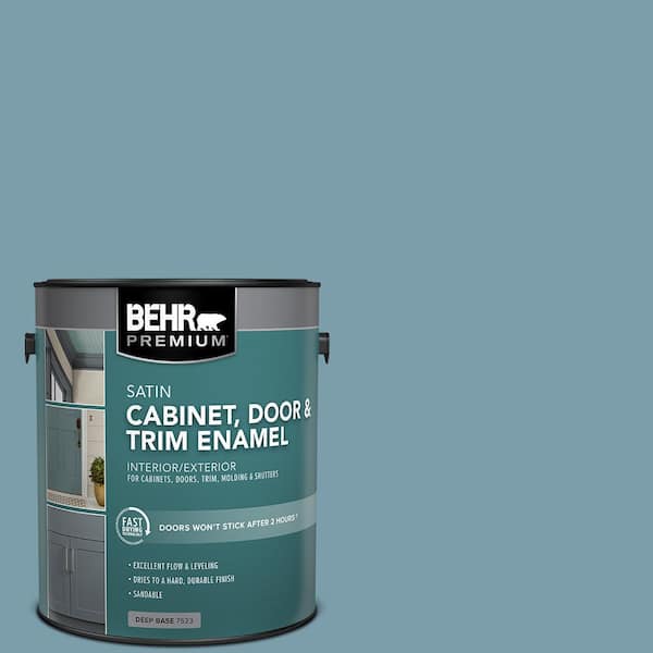 BEHR PREMIUM 1 gal. #S470-4 Dolphin Blue Satin Enamel Interior/Exterior Cabinet, Door & Trim Paint