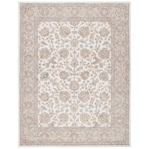 Glamour Ivory/Gray 9 ft. x 12 ft. Floral Border Area Rug