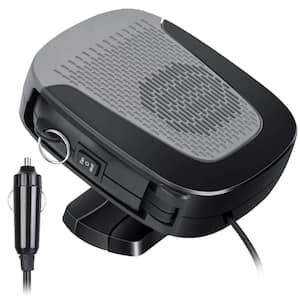 Portable Electic Car Heater 2in1 Forced Air Defroster Demister Windshield Heater Auto Cooling Fan Lighter Plug in Black