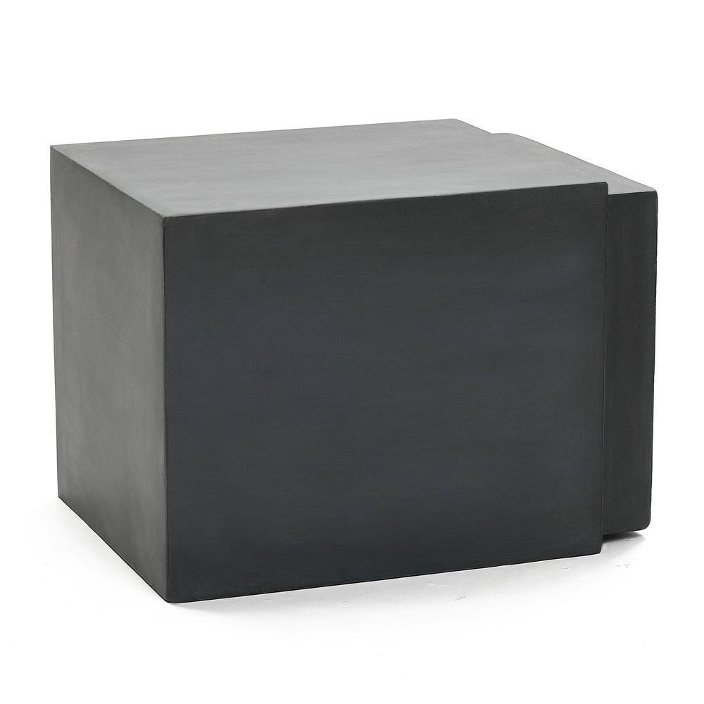 LuxenHome Gray Cement Square Indoor Outdoor Side Table