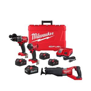M18 FUEL 18-Volt Li-Ion Brushless Cordless Hammer Drill and Impact Driver Combo Kit (2-Tool) with 4 Batteries & Sawzall