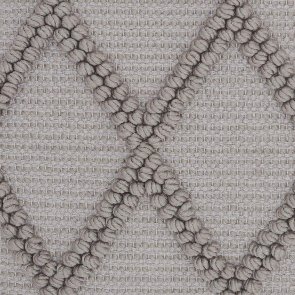 18" Light Gray Cotton Blend Diamond Lattice Square Throw Pillow