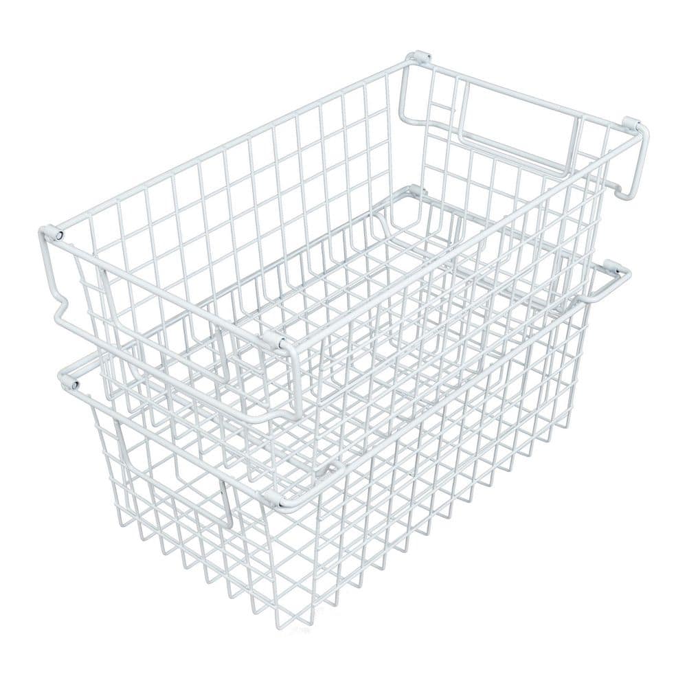Set of 2 Storage Bins - Basket Set for Toy, Kitchen, Closet, and Bathroom Storage - Organizers with Handles (White) price history on PriceWatchPro