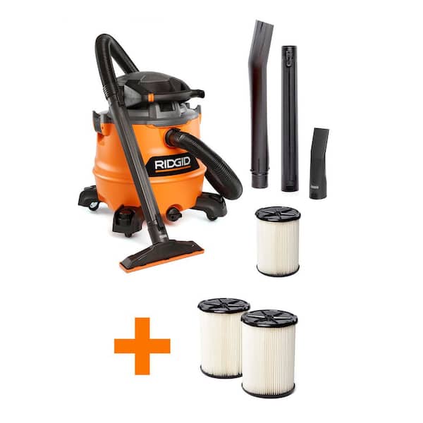 RIDGID 16 Gal. 6.5 Peak HP NXT Shop Vacuum Wet Dry Vac with Detachable Blower, 2-Additional Filters and Accessories HD1600E