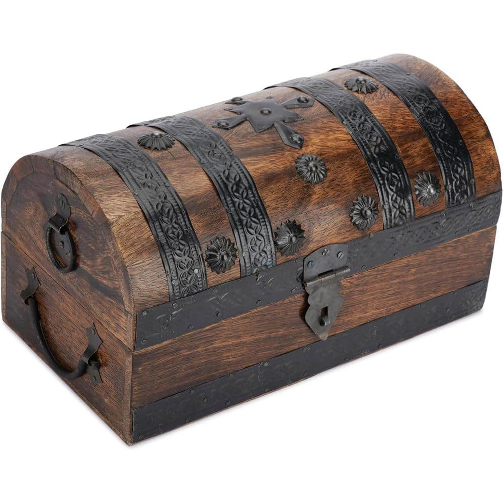 Global Views Wooden good Treasure Box With Keys