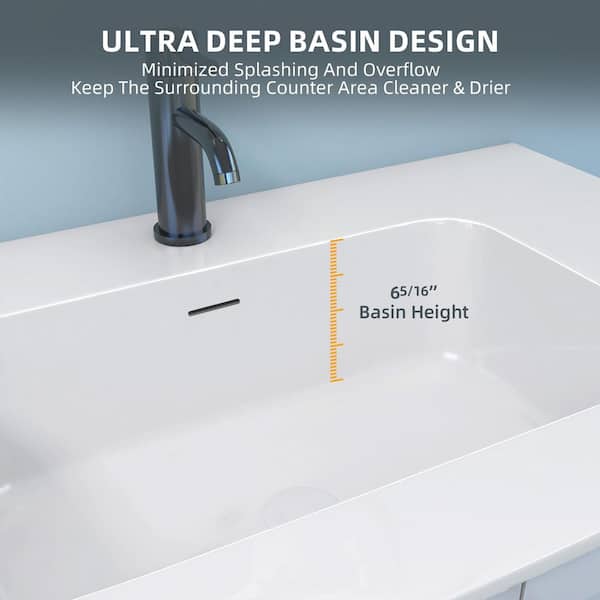 BALCONY アイボリー 36 Zeafive 36 in. W x 22 in. D Solid Surface Cultured Marble