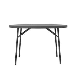 Classic 48 in. Gray Commercial Round Blow Mold Folding Table