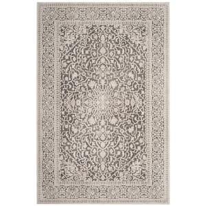 Reflection Dark Gray/Cream 6 ft. x 9 ft. Distressed Floral Area Rug