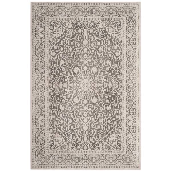 SAFAVIEH Reflection Dark Gray/Cream 6 ft. x 9 ft. Distressed Floral