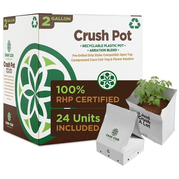 2 Gal. Crush Pot 70% Coco Pith / 30% Coco Fiber Compressed Grow Media Soil Amendment in Recyclable Plastic Pot (24-Pack)