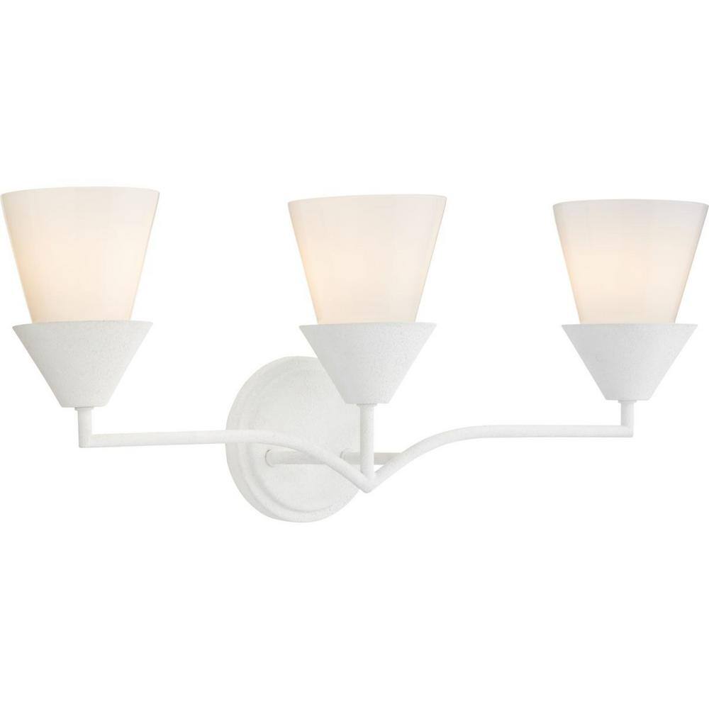 Pinellas White Plaster 3-Light Modern Vanity Fixture