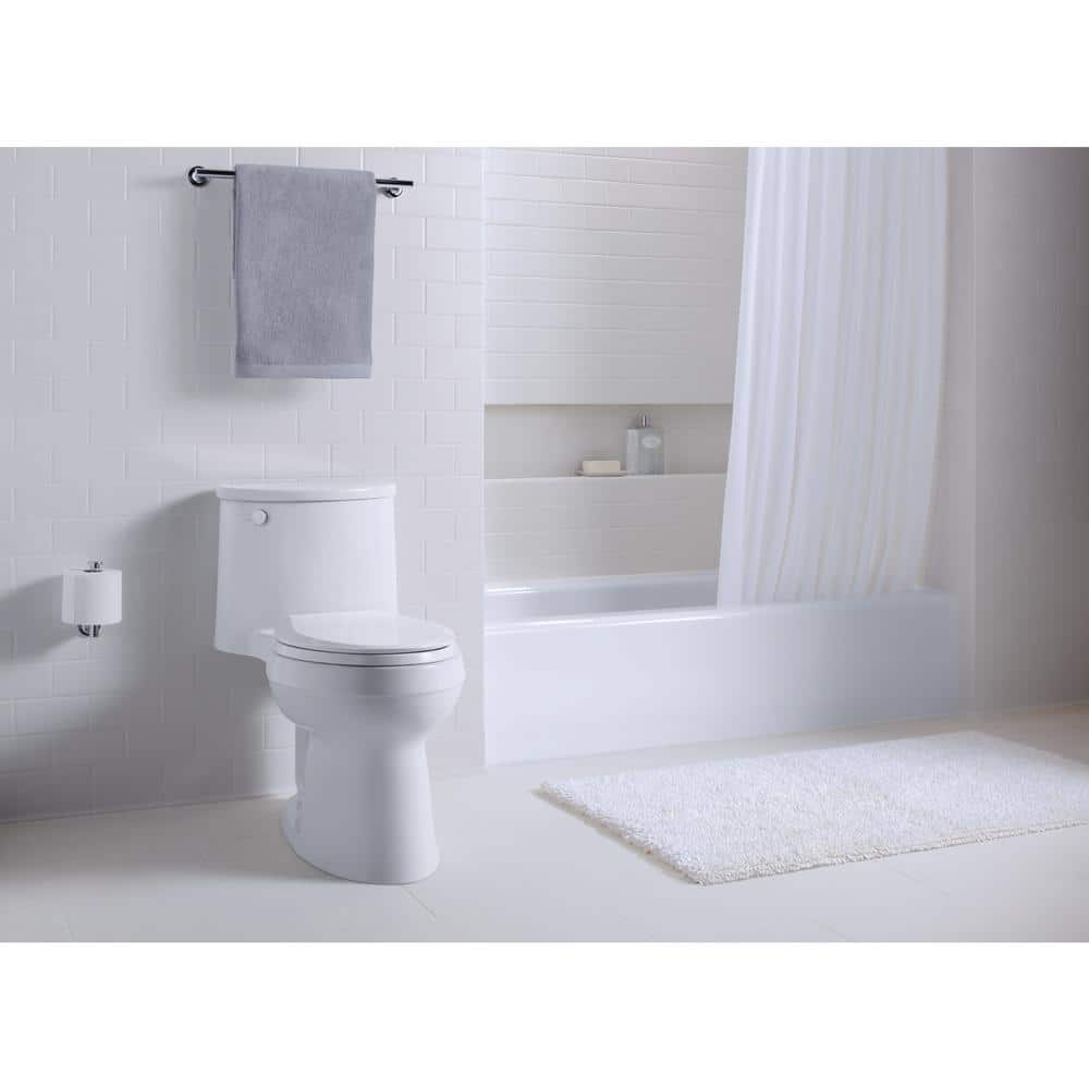 White High Efficiency Elongated One-Piece Toilet with Chrome Lever