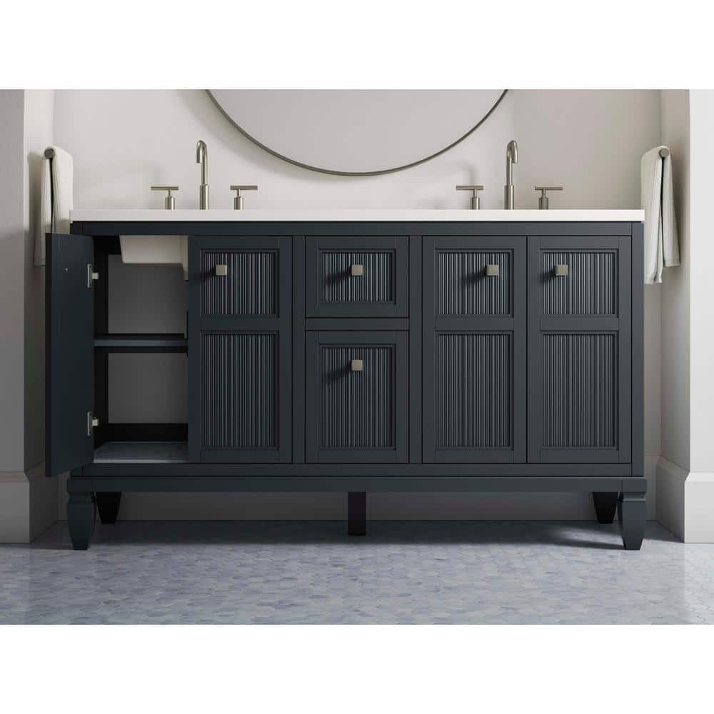 Slate Grey 48-Inch MDF Bathroom Vanity with Quartz Top