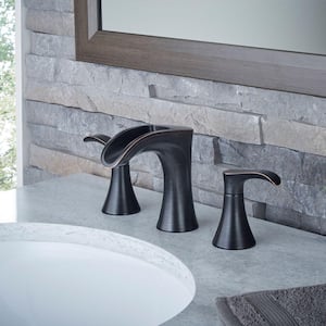 Brea 8 in. Widespread 2-Handle Waterfall Bathroom Faucet in Tuscan Bronze (2-Pack Combo)
